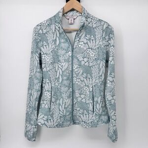 Tommy Bahama Golf and Tennis Blue Floral Print Zip Up Jacket Women's Size Small